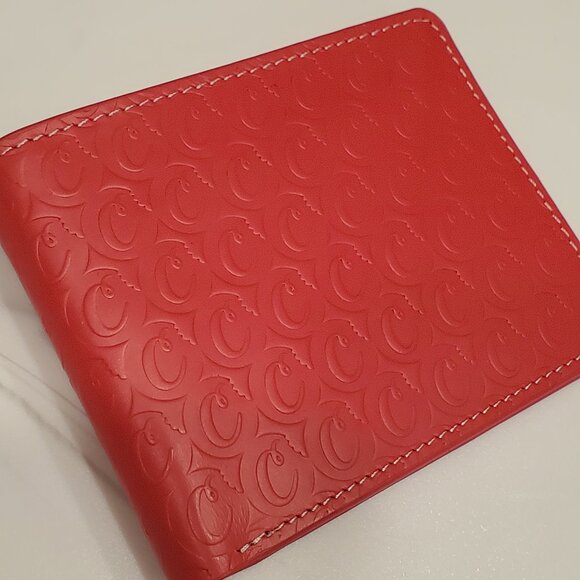 Cookies Red Leather Embossed Monogram Billfold Wallet/Card Holder - Picture 6 of 8